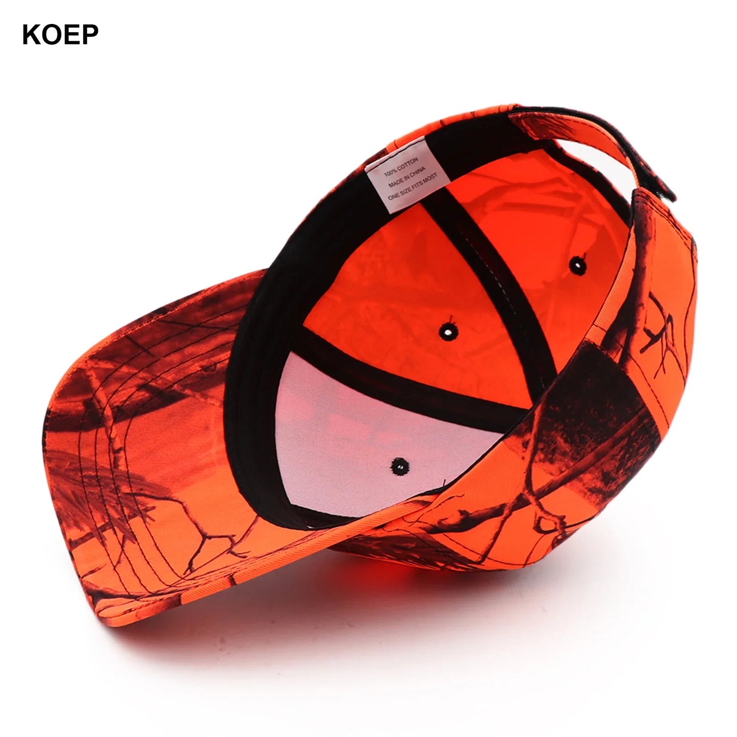 KOEP Jungle Tree Orange Camouflage Cotton Dad Snapback Hat Outdoor Fishing Baseball Cap Bold Fluorescent Orange Camo Hunting Hat