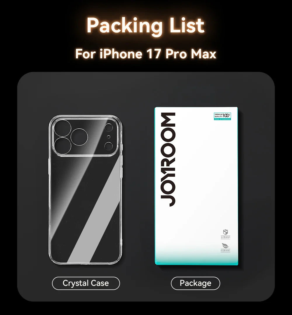Joyroom For iPhone 17 16 15 Pro Max Case Lens Protection Anti-Yellow Case For iPhone 17 16 Pro Max Transparent Shockproof Cover