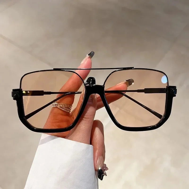 Trendy Polygonal Punk Sunglasses Oversized Goggle Advanced Sense One Piece Large Frame Sun Glasses New Steampunk Eyewear UV400