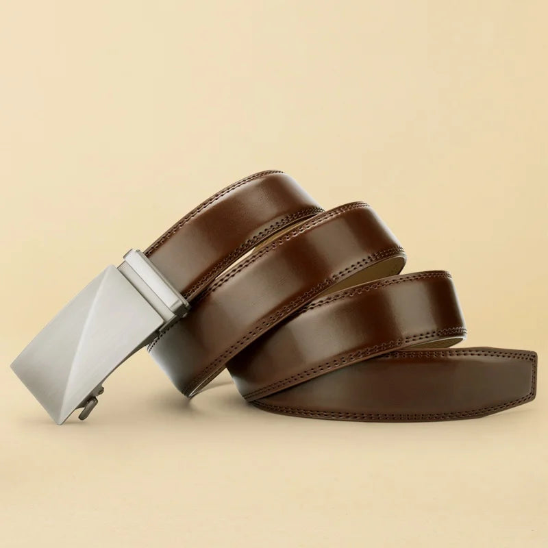 OYIFAN Brand Leather Belts for Men 115cm-145cm Automatic belt with ratchet strap Top quality belts, luxury belts for men