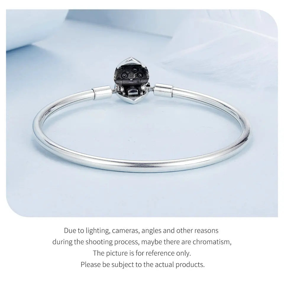 BAMOER Genuine 925 Sterling Silver Charm Glossy Bracelet Heart/Shell Clasp Basic Bangle Star Spacer Beads for Women DIY Jewelry