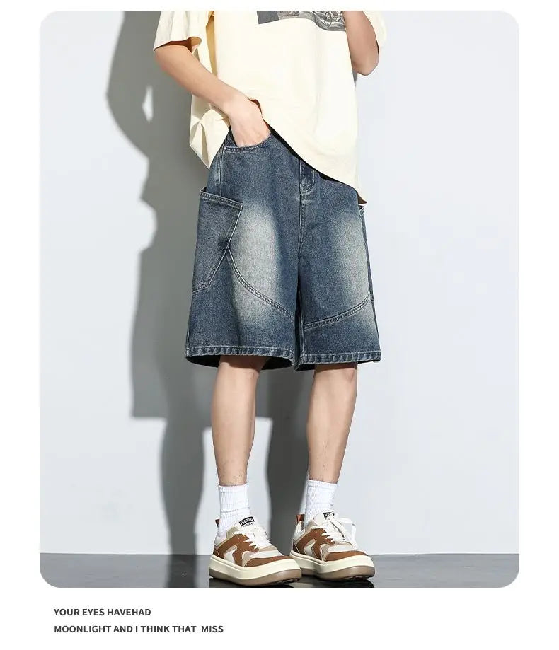 Baggy Denim Shorts Fashion Casual Straight Harajuku Jeans