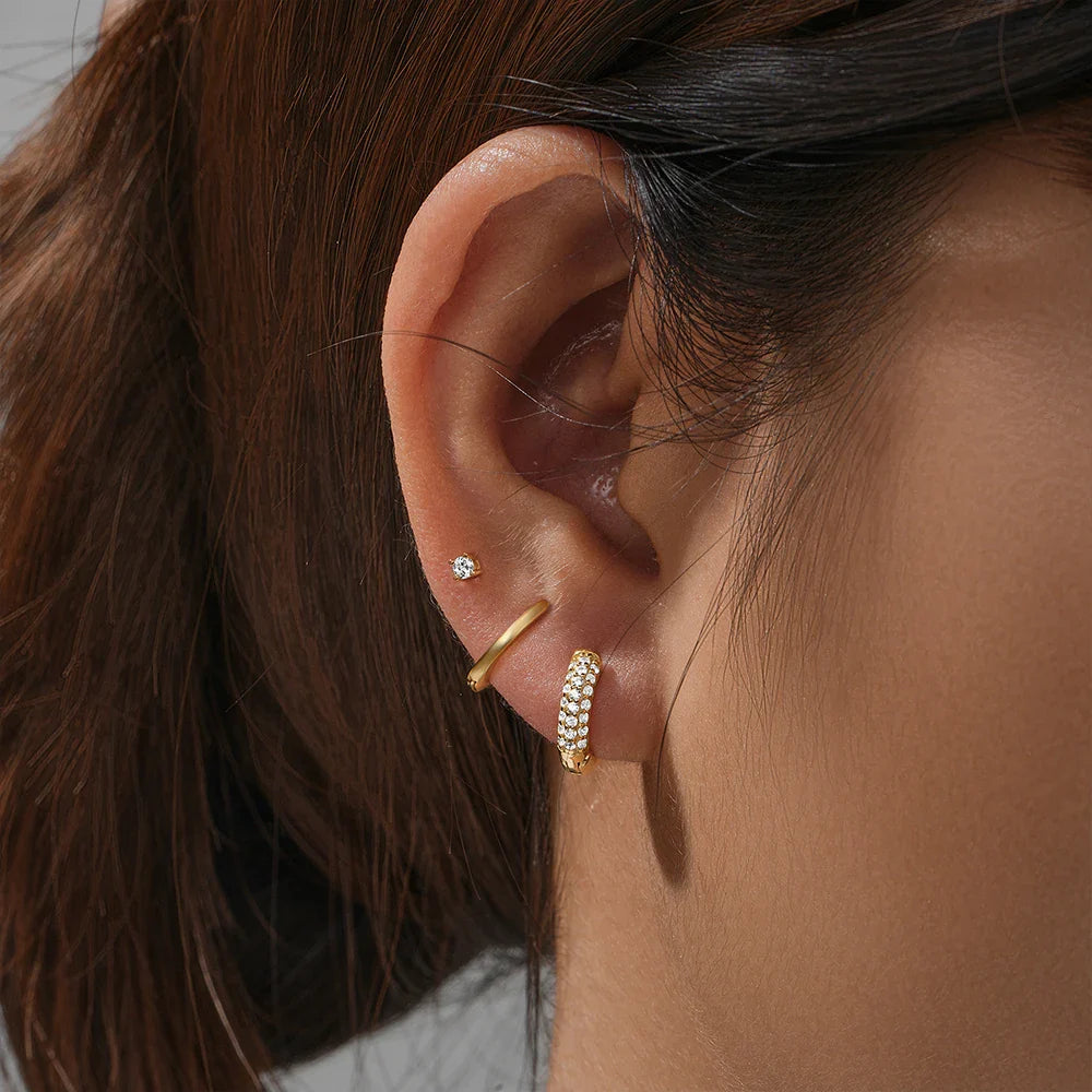 ROXI 925 Sterling Silver 3PCS DIY Hoop Earring With Piercing Stud Earring Set Women Men Party Wedding Jewelry Set pendientes 925