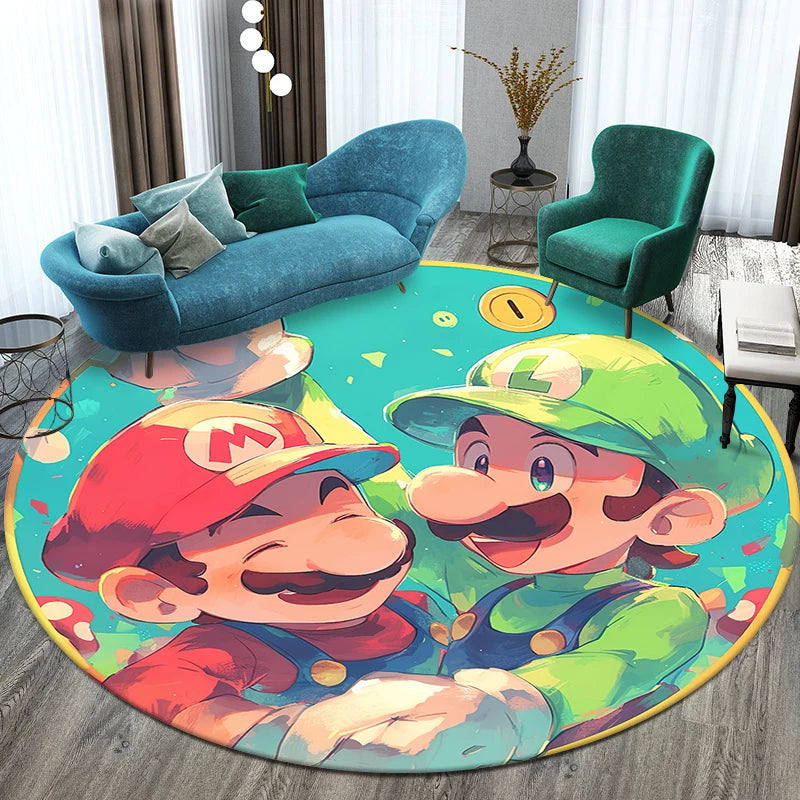 Mario Movie,Game Printed Circular Carpet,Bedroom Decorative Rug,Use Non-slip Floor