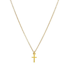 Christian Golden Cross Pendant Necklace For Women Short Chain Simple Minimalist