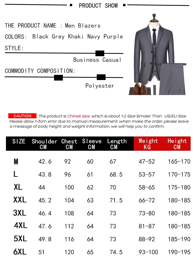 Tuxedo for Mens: Men Suits Blazers 3 Pieces Elegant 2 Sets Luxury Wedding Business