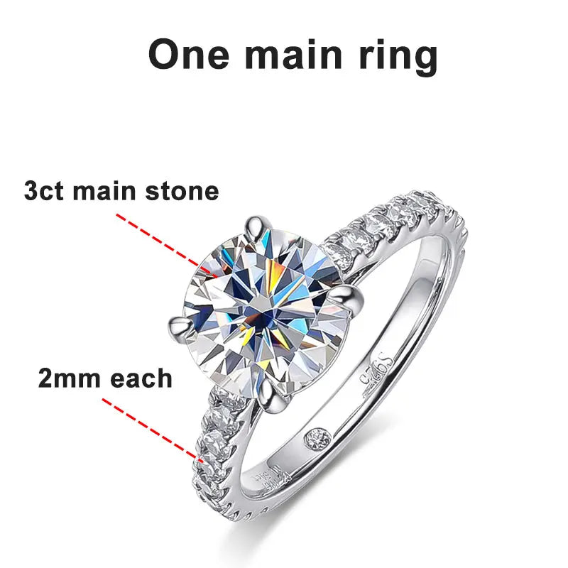KNOBSPIN D VVS1 Moissanite Rings for women Sparkling Diamond Bridal Sets with GRA s925 Sterling Sliver Plated 18k Eternity Band