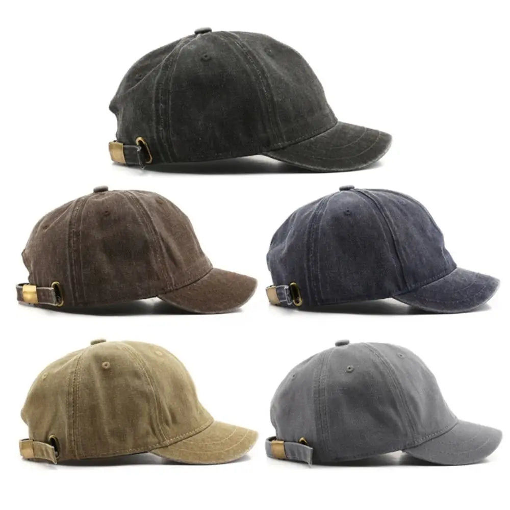 Short brim Baseball Cap Fashion Adjustable Solid Color Peaked Cap Washed Cotton Bucket Panama Cap Summer