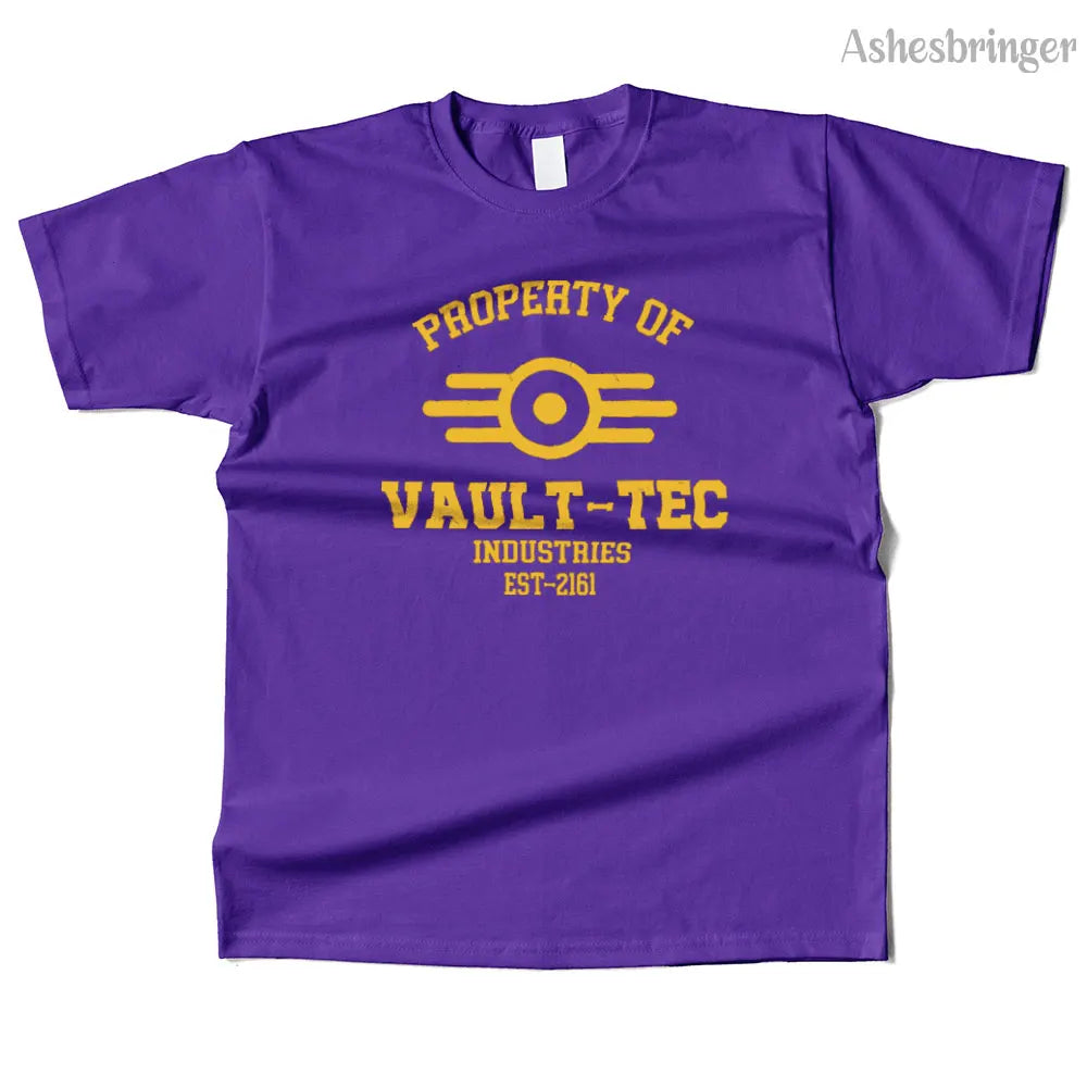 Mens Cotton Property of Vault Tec Graphic T Shirt Street Casual Style Tee for Men and Women