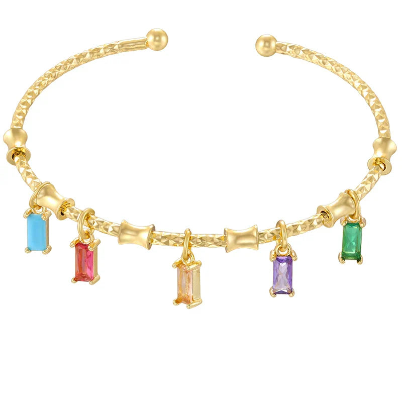 ZHUKOU candy charms bracelet for women Gold color romantic round charms bangles lady birthday gifts Man bracelet Jewelry VL338