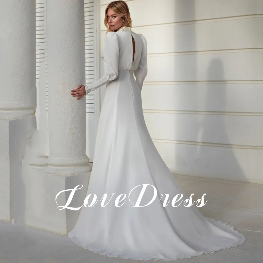 White Bridesmaid Dresses: Modern High Neck White Chiffon Wedding Dress For Women