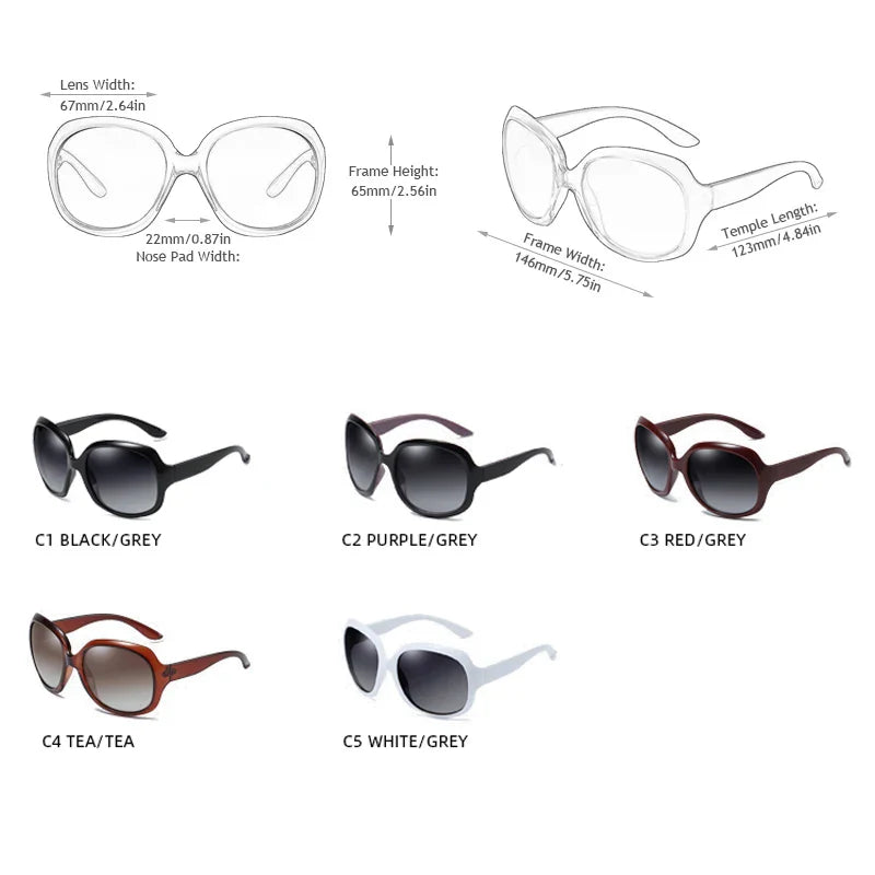 FUQIAN Brand Design Elegant Polarized Oversized Round Sunglasses Women Simple Fashion Big Plastic Ladies Sun Glasses UV400