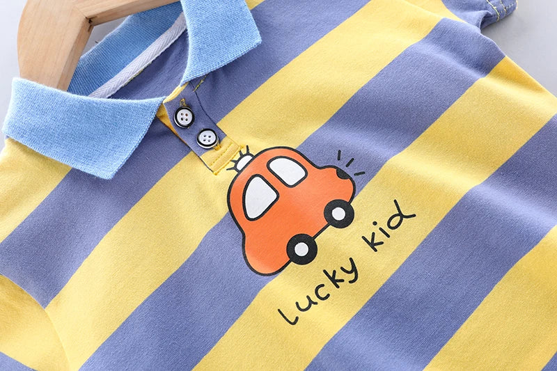 Baby boys Polo Shirt + Handsome Denim Shorts 2-Piece Set kids girls clothes suits summer