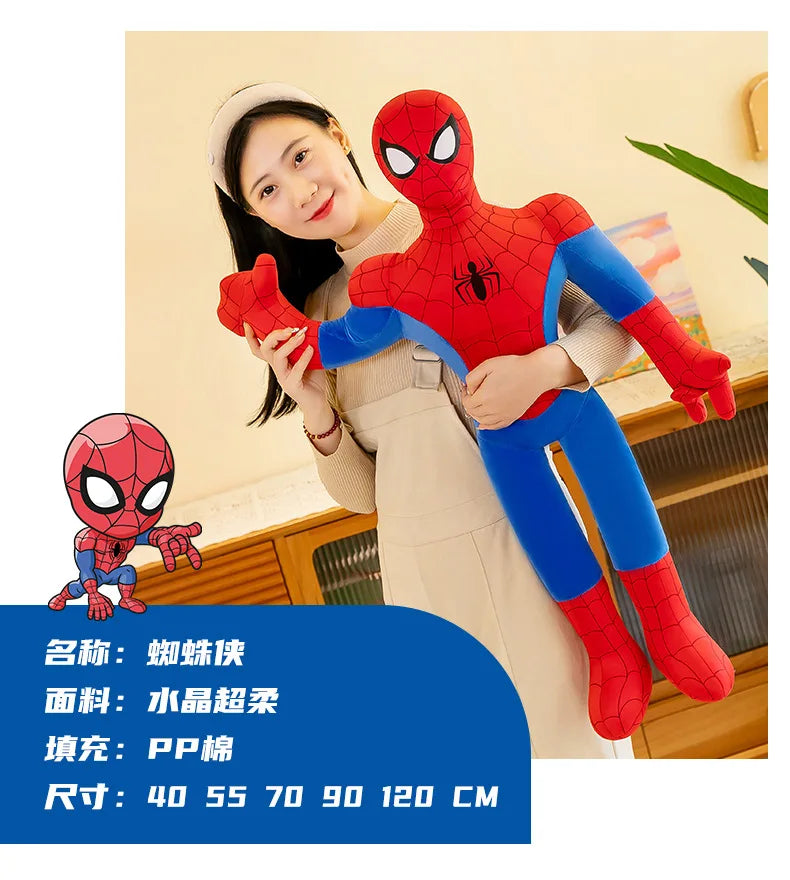 40-120Cm Spiderman New Cute Plush Doll Toys Kawaii Huge Sleep Pillow Cushion Soft Stuffed Animal Doll Birthday Gift for Kids