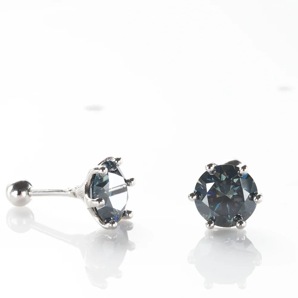 Gica Gema 0.5-2ct Moissanite Screw Stud Earrings D Color 925 Sterling Silver Diamond Earrings For Women Wedding Fine Jewelry