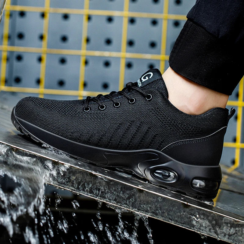 Safety shoes for men and women, breathable work sports shoes, steel toe shoes, puncture resistant safety protection shoes