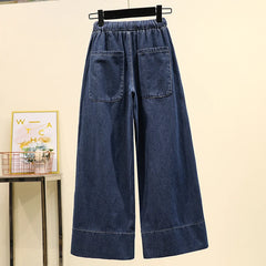 Plus Size 3XL 4XL 5XL Denim Pants For Women High Waist Fashion Loose Wide Leg Jean