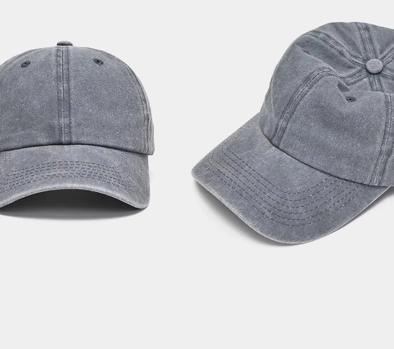 Hat Men's Washed Coated Baseball Cap Color Tile Korean Version Simple Dome Cap Solid Color Sports Sun Hat