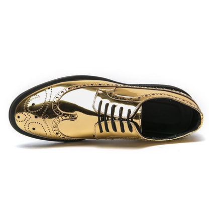 2023 Casual Leather Shoes Men superstar Brogues formal leather shoes oxford gold shoes lace-up hombres silver large size 46 ghn