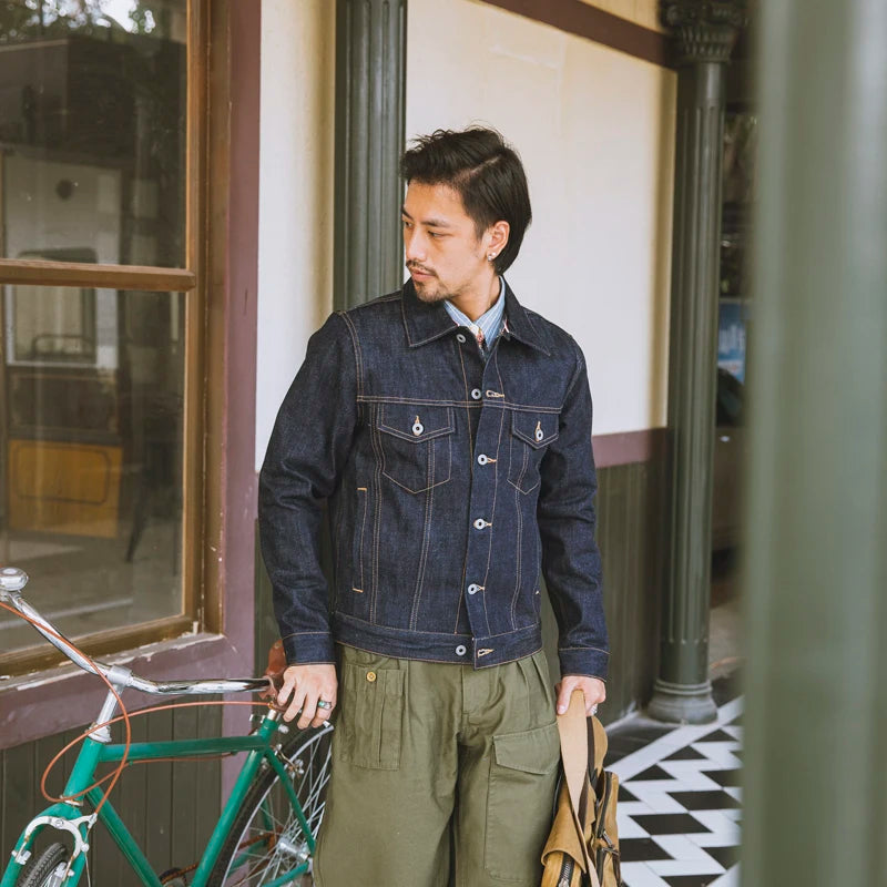 Red Tornado 16oz Selvedge Denim Trucker Jacket Men's Daily Jean Coat
