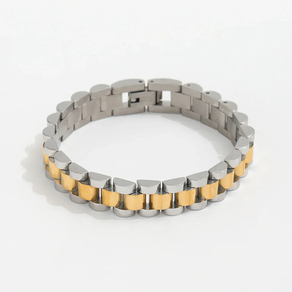 Joolim Jewelry Wholesale Waterproof&No Fade Fashion Chunky Watchband Adjustable Stainless Steel Bracelet High End PVD for Women