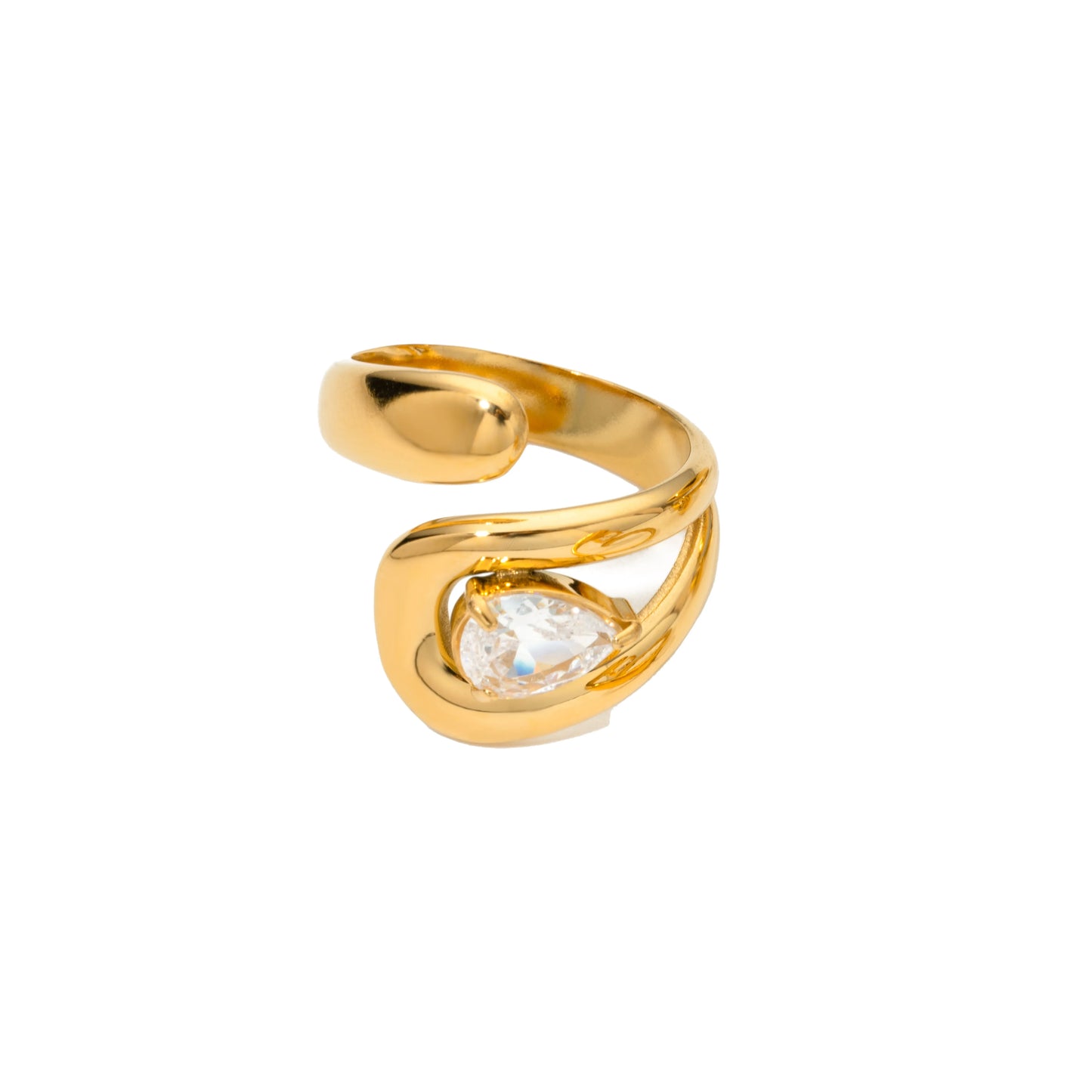 Big oval stone statement rings stainless steel rings for women minimalist dainty stainless steel jewelry waterproof open rings