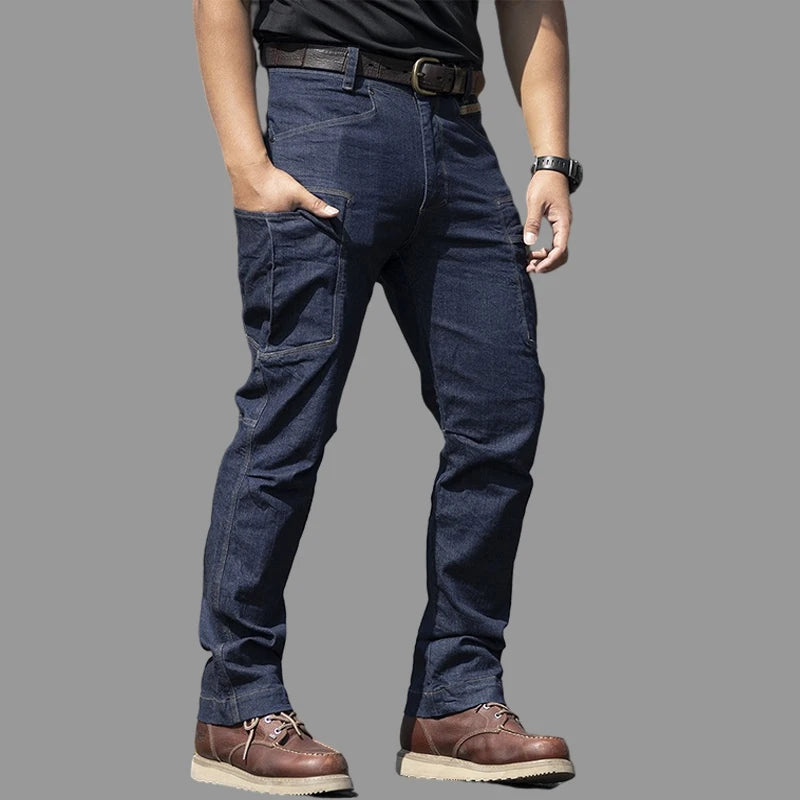 Tactical Jeans Men Commuter SWAT Combat Denim Pants Male Multi-pocket