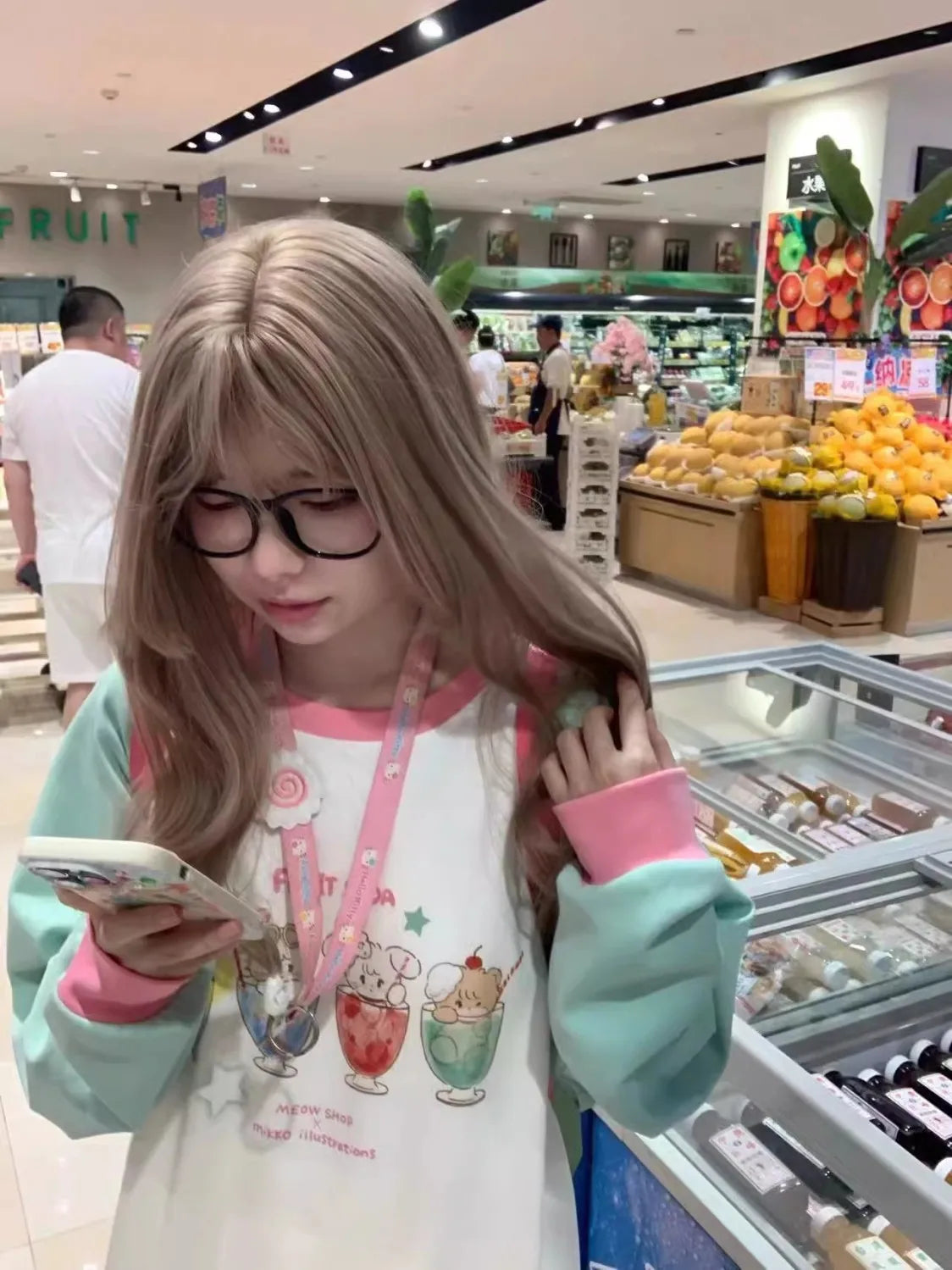 Y2k Harajuku Kawaii Cute Hoodie Women Japanese Fashion Patchwork