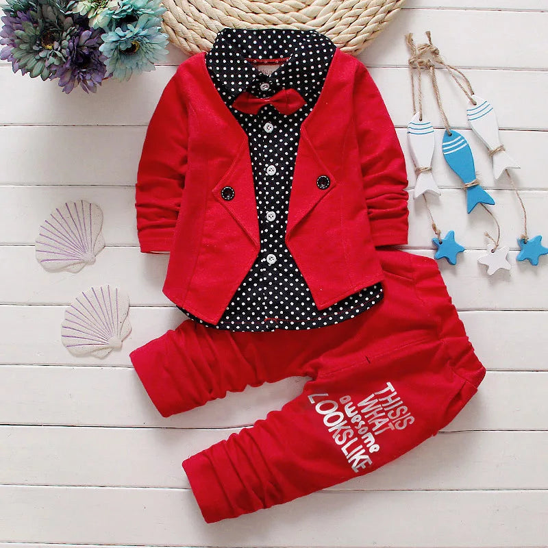 Kid Boy Clothes Gentleman Boy Outfit Children Clothing Long Sleeve Shirt+Pant 2Pcs/Set Baby Outerwear Infant Tracksuit A1274