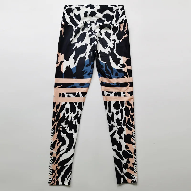 Leopard Stripe 3D Print Women's Pants Push Up Running Sports Leggings Slim Pants