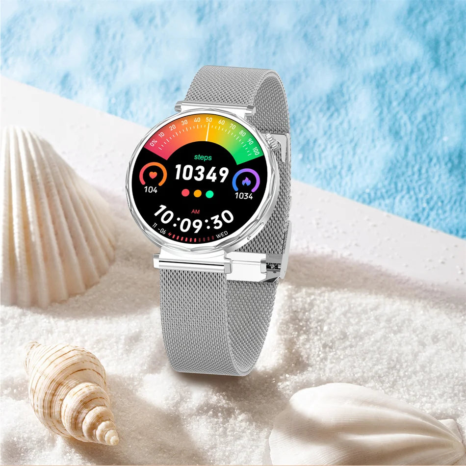 Fashion Women's Smart Watch AMOLED HD Screen Health Monitoring GPS Sports Track Watch Bluetooth Call Smartwatch Android IOS