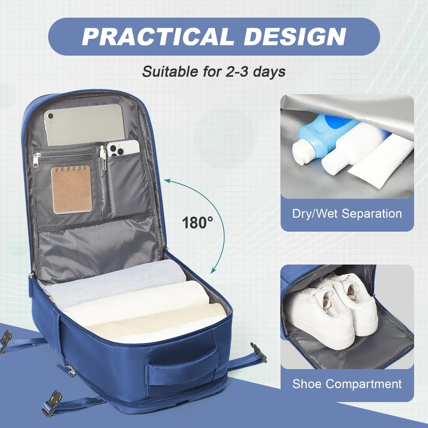 Travel Backpack for Women Men, Ryanair Backpack 40x20x25 Cabin Airplane Luggage EasyJet 45x36x20 Backpack Business Laptop Bag
