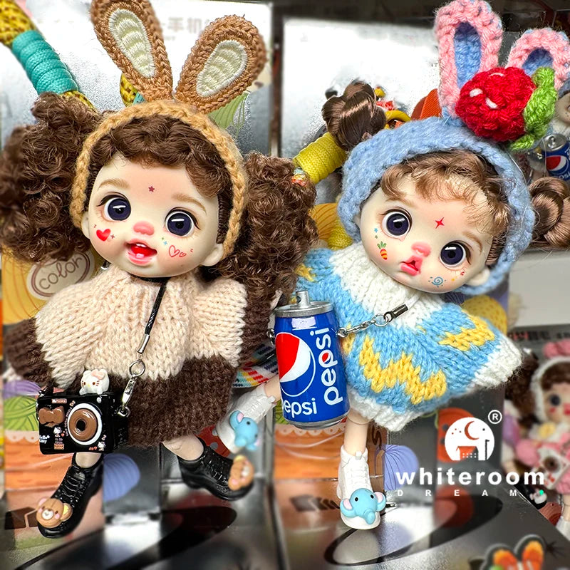 bjd doll Dolls for girls 13cm Labbu doll pocket mini blyth girl Doll Barbi Cry Baby Ball jointed doll Mobile phone Decoration