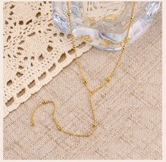 Gold Plated Lariat Necklace for Women, Double Layered Long Chain Drop Pendant