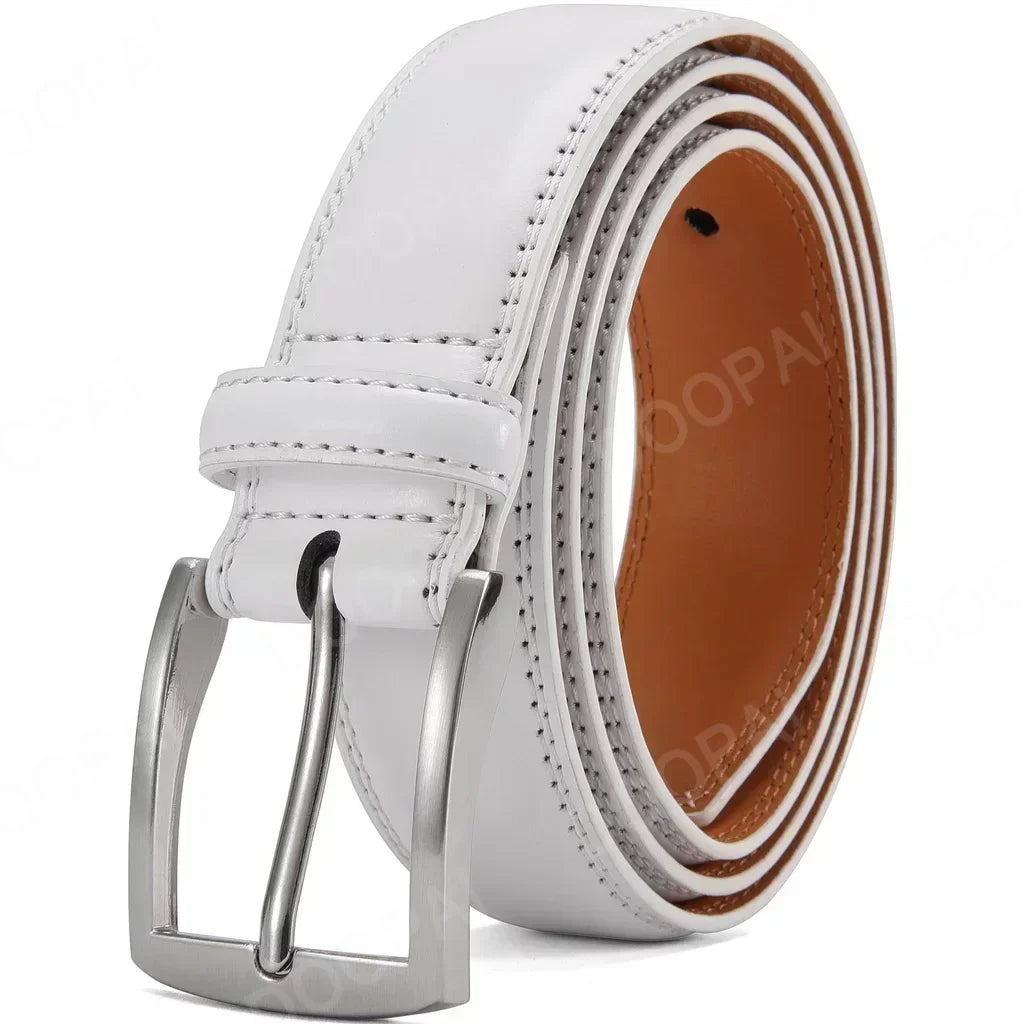 Men Belts High Quality Genuine Leather LONG Large Pin Buckle Metal Automatic Buckle Male Belts Strap Male