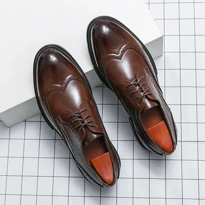 Brown Handmade Dress Shoes Leather Men Oxford Shoes Black Man Formal Classic Brogue Business Shoes Free Shipping Chaussure Homme