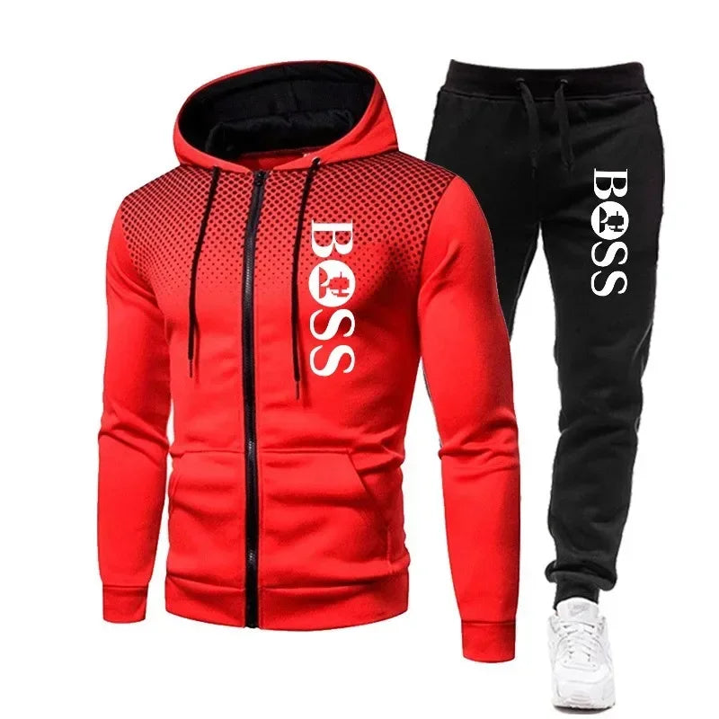 2026 New Spring and Autumn Men's Leisure Fitness Basketball Two Piece Set Fashion Outdoor Leisure Hoodie Set