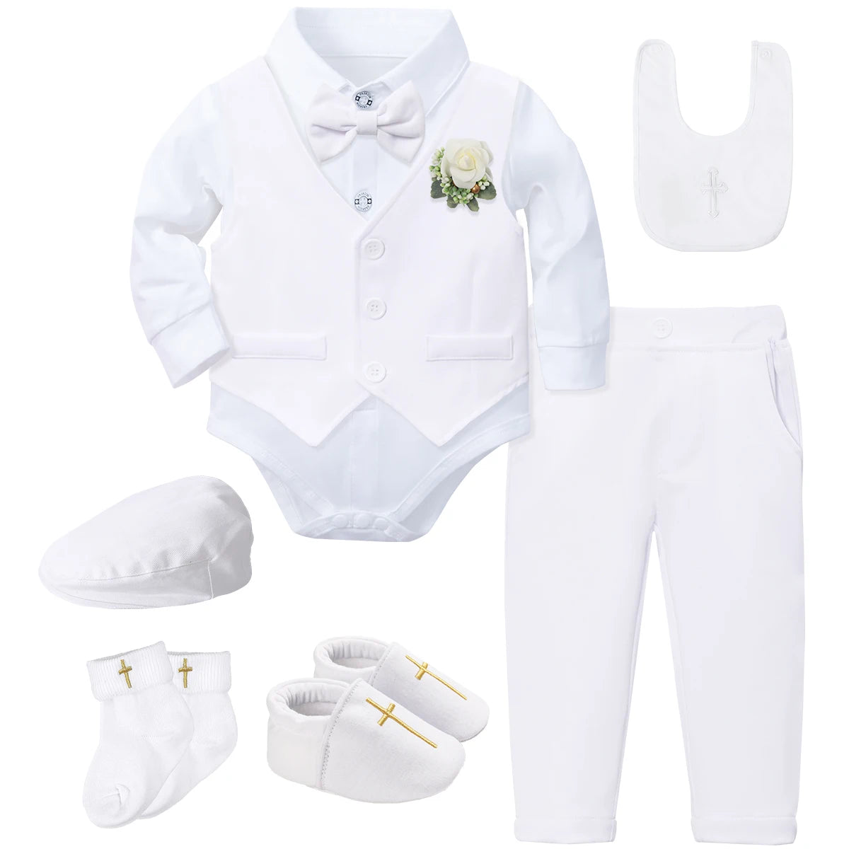 Outfit Boy Infant Baby Church Christening Suit Toddler White Blessing Set Newborn Easter Birthday Party Gift Clothes