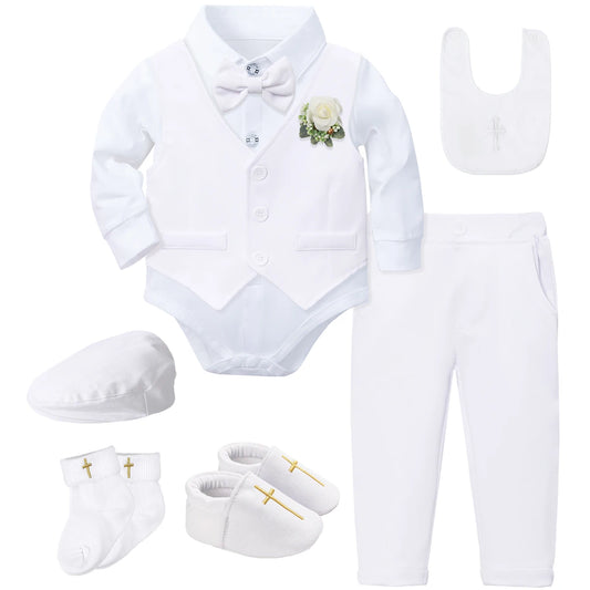 Outfit Boy Infant Baby Church Christening Suit Toddler White Blessing Set Newborn Easter Birthday Party Gift Clothes
