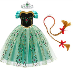 Children Princess Costume Green Party Anna Fancy Dress Up Christmas