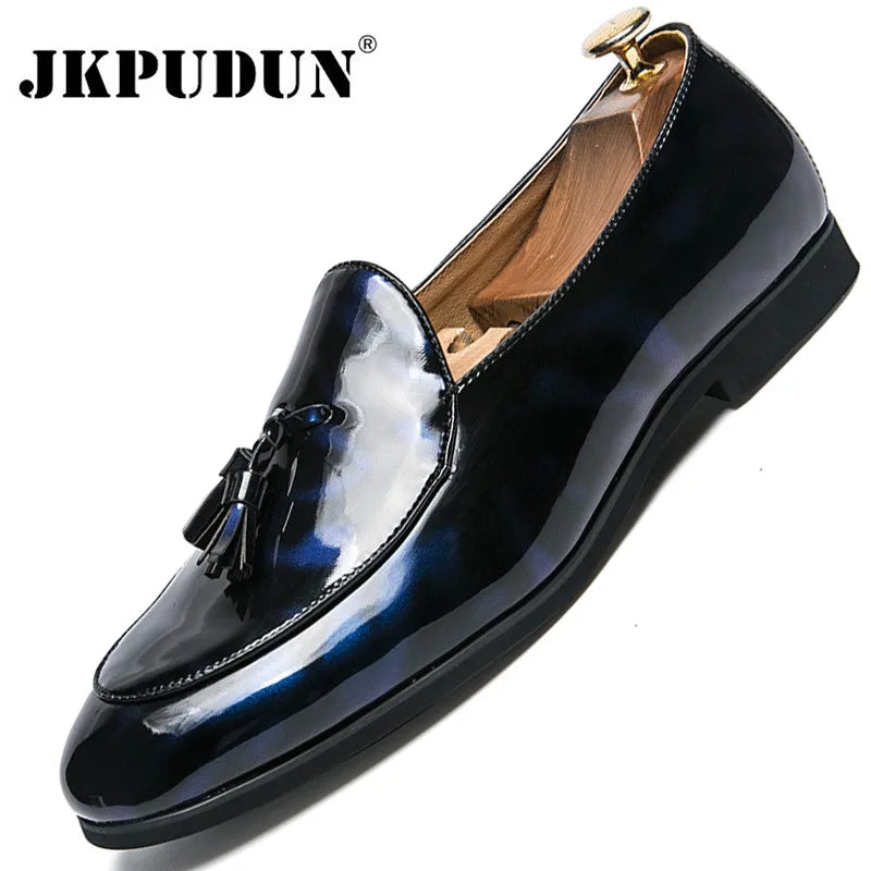 Tassel Leather Oxfords Shoes Men Loafers Casual Slip on Men Dress Shoes Italian Graceful Wedding Party Shoes Men Moccasins Black