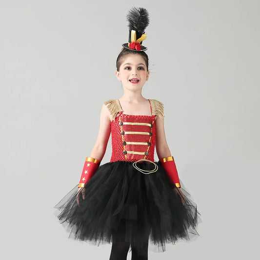 Halloween Nutcracker Costume For Baby Girl Dress Festive Kid Sling Lace TUTU Skirt Tunic+Headband+Wristband 3PC Set Child Frock