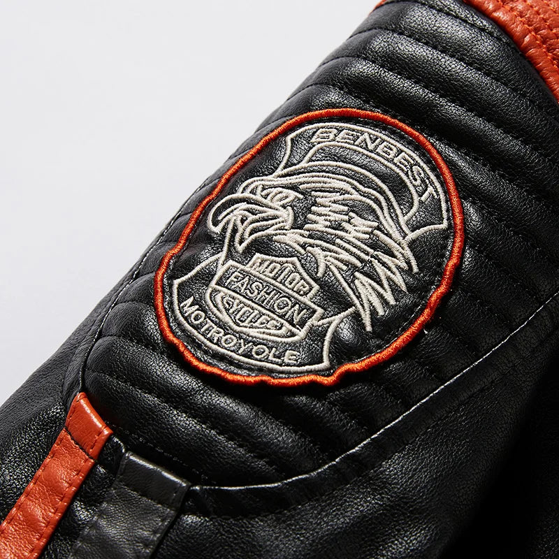Mens Vintage Motorcycle Jacket Men Fashion Biker Leather Jacket Male
