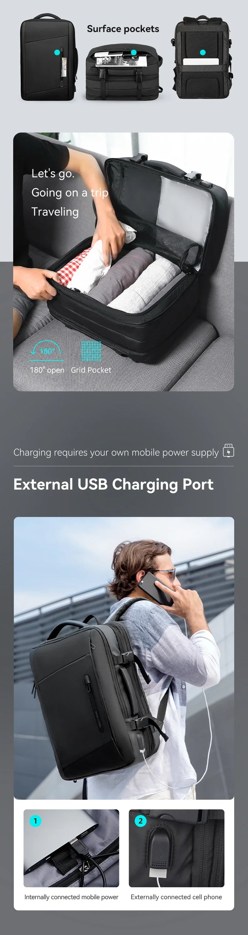 MARK RYDEN  Laptop Backpack Men‘s Travel bag 36L Large bag