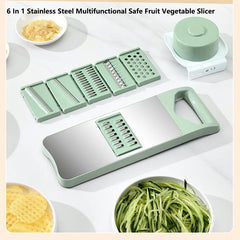 Kitchen 6 In 1 Stainless Steel Multifunctional Safe Manual Vegetable Slicer Cutter Potato