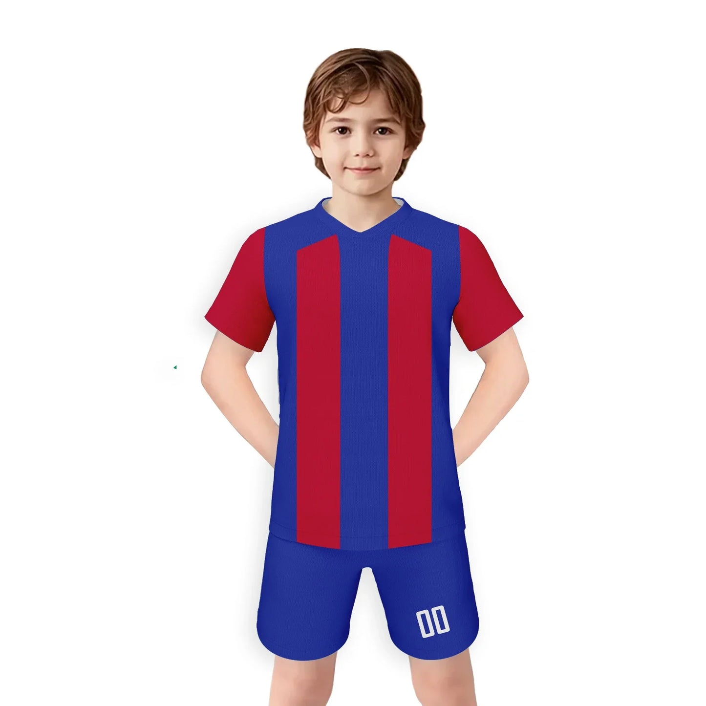 Personalized Kids Soccer Jersey Set Custom Name Number Soccer Kit  Boys Girls Youth Team Soccer Uniform Blue Red Football Shirt