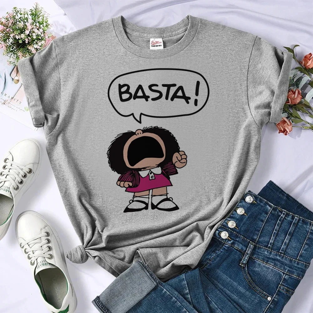Mafalda tshirt women designer graphic manga Tee girl harajuku comic streetwear clothes