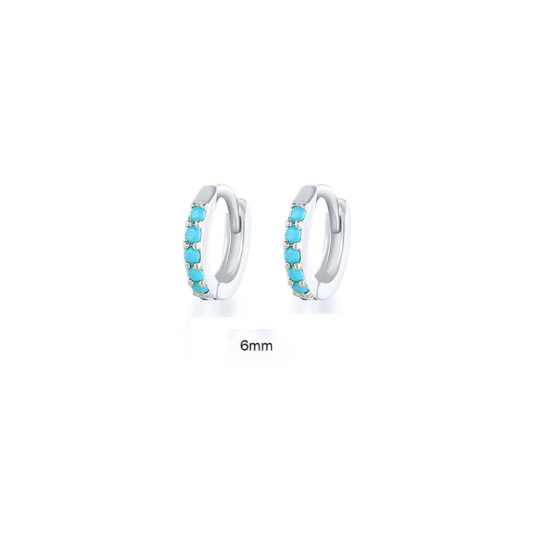 6/7/8/9 MM Cartilage Circle Earrings 925 Sterling Silver Bling CZ Huggie Hoop Earring for Women Piercing Buckle Wedding Jewelry