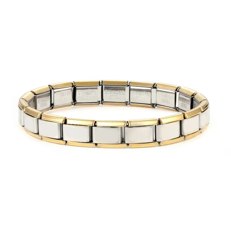 New Women's Men's Jewelry DIY 9MM Width Italian Elastic Charm Bracelet Solid Color Stainless Steel Fashion Bangle