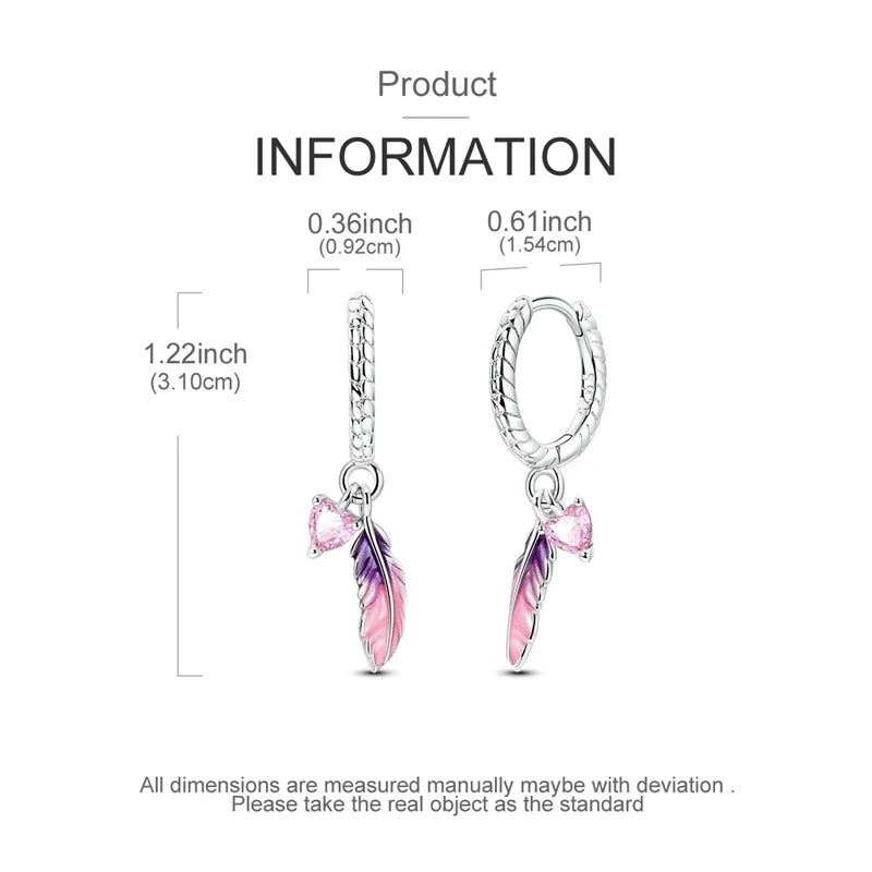Earrings For Womens 925 Silver Color Pink Rainbow Horse Bear Bee Double Hoop Earrings Fine Engagement Anniversary Jewelry Gifts